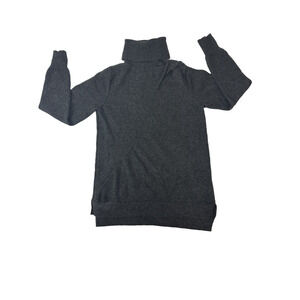 Lusso Cashmere Sweater Womens Medium Gray Pullover Turtleneck Rib Cut Out Twist
